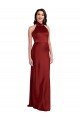 Halter Neck Long Stretch Satin Burgundy Sleeveless Black Tie Evening Gown / Prom Dress / Bridesmaid Dress Victoria
