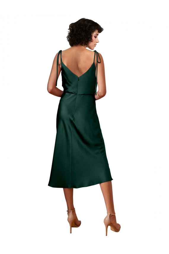 Cowl Neck Midi Length Stretch Satin Hunter Sleeveless Black Tie Evening Gown / Prom Dress / Bridesmaid Dress Victoria
