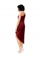One Shoulder Midi Length Stretch Satin Burgundy Sleeveless Black Tie Evening Gown / Prom Dress / Bridesmaid Dress Victoria