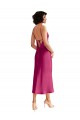 V-Neck Midi Length Stretch Satin Fuchsia Sleeveless Formal Evening Gown / Prom Dress / Bridesmaid Dress Victoria