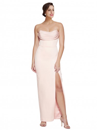 Cowl Neck Long Stretch Satin Sleeveless Formal Evening Gown / Prom Dress / Bridesmaid Dress Victoria