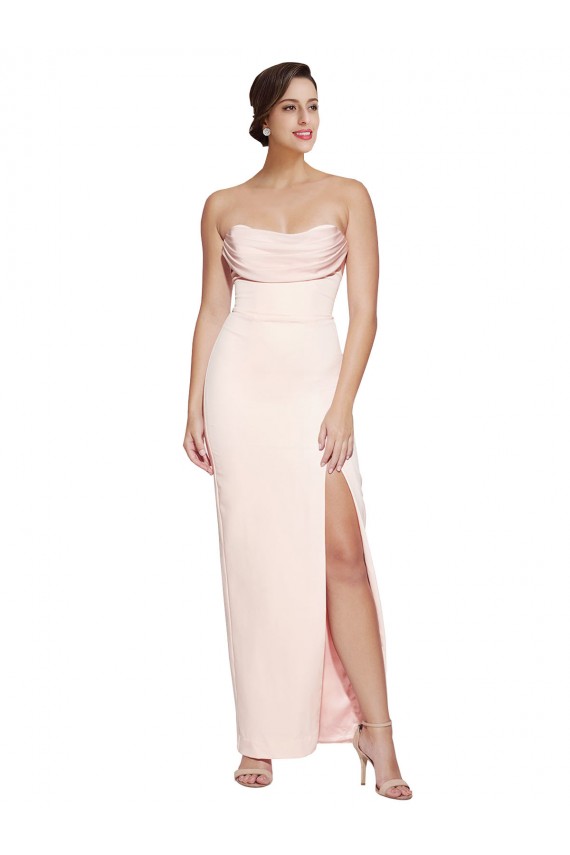 Cowl Neck Long Stretch Satin Sleeveless Formal Evening Gown / Prom Dress / Bridesmaid Dress Victoria