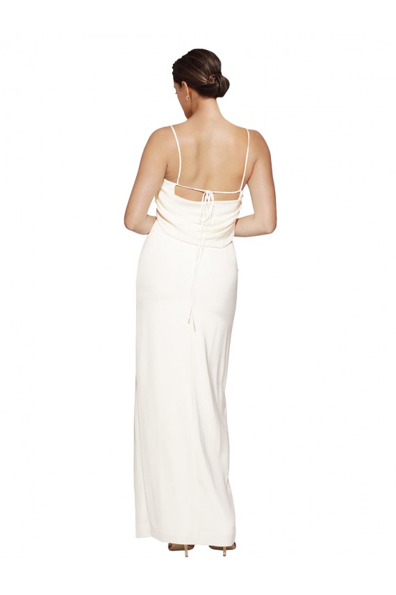 High Neck Long Stretch Satin Ivory Sleeveless Formal Evening Gown / Prom Dress / Bridesmaid Dress Victoria