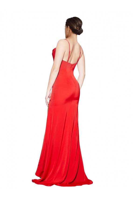 Strapless Long Stretch Satin Red Sleeveless Formal Evening Gown / Prom Dress / Bridesmaid Dress Victoria