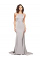 High Neck Sweep Train Stretch Satin Sleeveless Formal Evening Gown / Prom Dress / Bridesmaid Dress Victoria