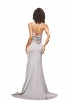 High Neck Sweep Train Stretch Satin Sleeveless Formal Evening Gown / Prom Dress / Bridesmaid Dress Victoria