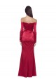 Sweetheart Long Stretch Satin Dark Red Long Sleeves Formal Evening Gown / Prom Dress / Bridesmaid Dress Victoria