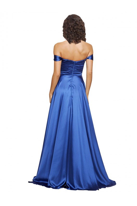 Sweetheart Sweep Train Stretch Satin Royal Blue Sleeveless Formal Evening Gown / Prom Dress / Bridesmaid Dress Victoria
