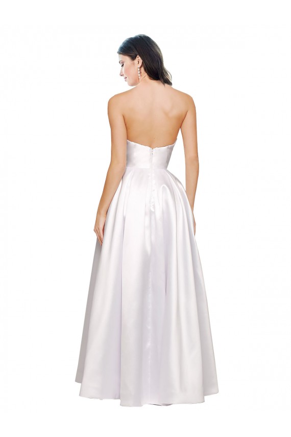 Strapless Long Stretch Satin White Sleeveless Formal Evening Gown / Prom Dress / Bridesmaid Dress Victoria
