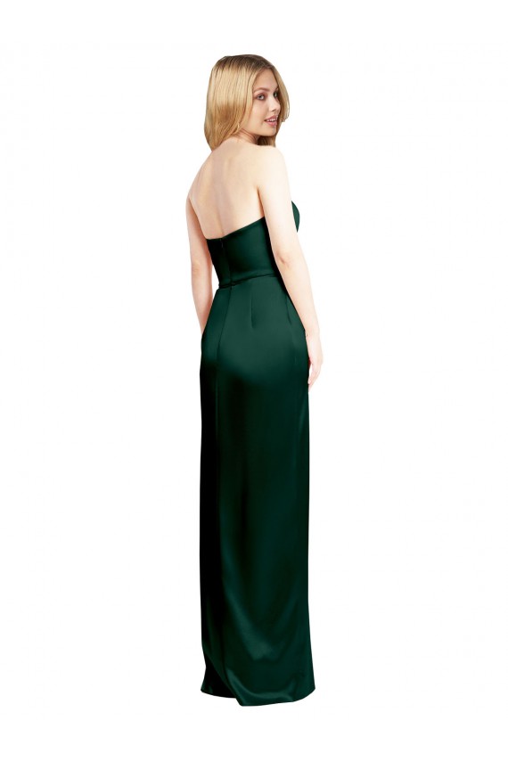 Strapless Long Stretch Satin Hunter Sleeveless Formal Evening Gown / Prom Dress / Bridesmaid Dress Victoria