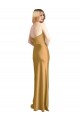Strapless Long Stretch Satin Gold Sleeveless Formal Evening Gown / Prom Dress / Bridesmaid Dress Victoria
