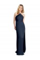 Halter Neck Long Stretch Satin Dark Navy Sleeveless Formal Evening Gown / Prom Dress / Bridesmaid Dress Victoria