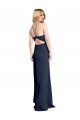 Halter Neck Long Stretch Satin Dark Navy Sleeveless Formal Evening Gown / Prom Dress / Bridesmaid Dress Victoria