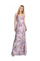 Cowl Neck Long Stretch Satin & Floral Sleeveless Formal Evening Gown / Bridesmaid Dress Victoria
