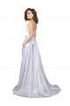 Spaghetti Straps Long Stretch Satin White Sleeveless Beach Wedding Dress Victoria