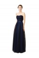 Strapless Long Tulle Dark Navy Sleeveless Bridesmaid Gown Victoria