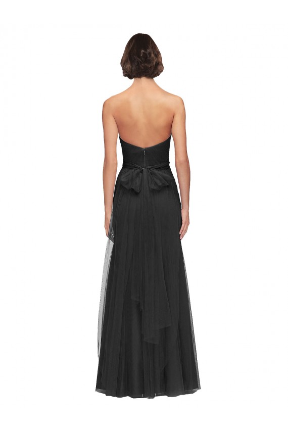 Sweetheart Long Tulle Black Sleeveless Bridesmaid Gown Victoria