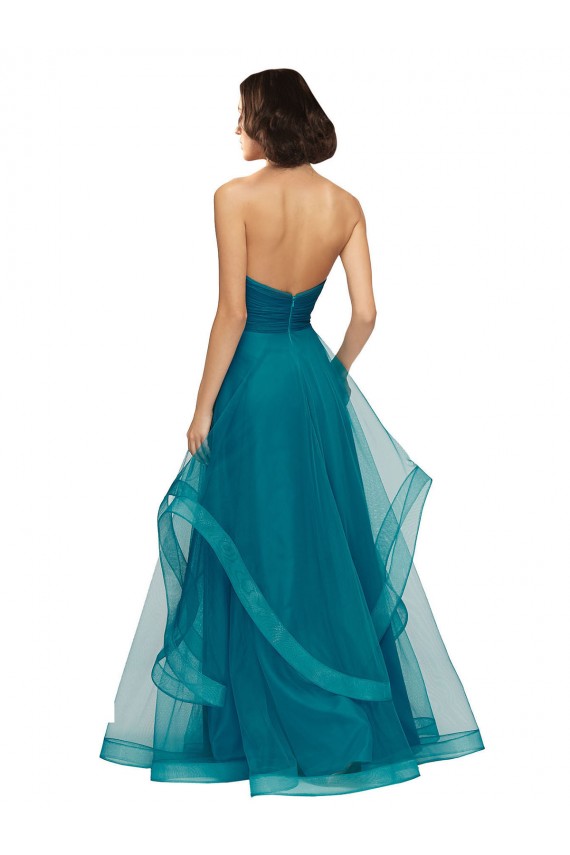 Strapless Long Tulle Turquoise Sleeveless Bridesmaid Dress Victoria