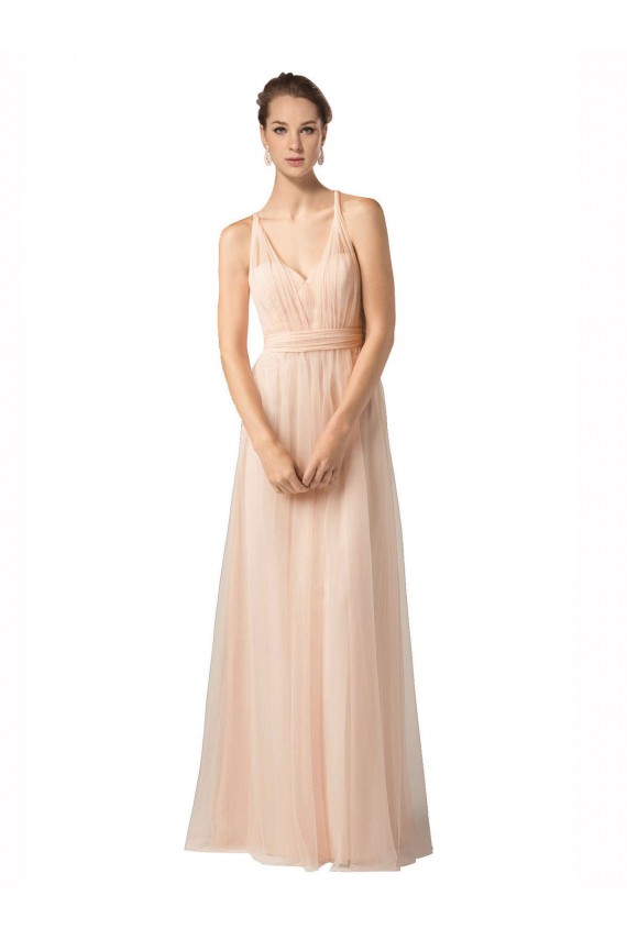 Sweetheart Long Tulle Nude Sleeveless Bridesmaid Dress / Evening Dress Victoria
