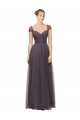 Sweetheart Long Tulle Pewter Cap Sleeves Bridesmaid Dress Victoria
