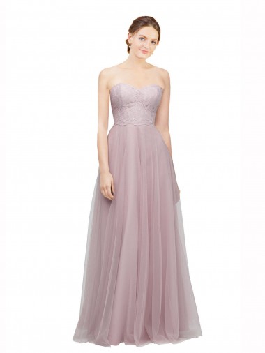 Sweetheart Long Tulle & Lace Light Lilac Sleeveless Bridesmaid Dress / Evening Dress Victoria