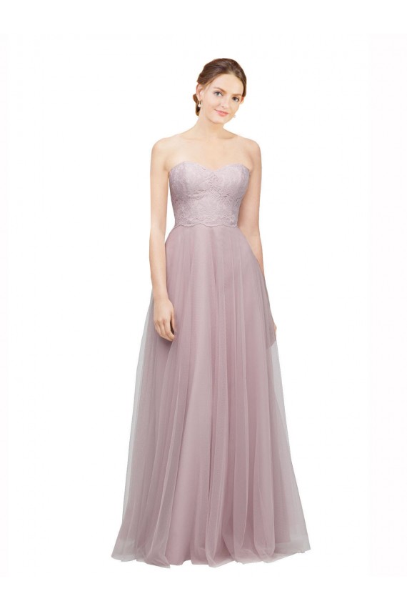 Sweetheart Long Tulle & Lace Light Lilac Sleeveless Bridesmaid Dress / Evening Dress Victoria
