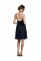 Halter Neck Knee Length Tulle Black Sleeveless Bridesmaid Gown Victoria