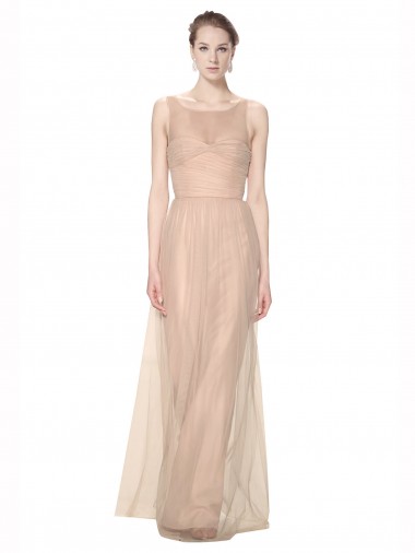 High Neck Long Tulle Blush Sleeveless Bridesmaid Dress Victoria