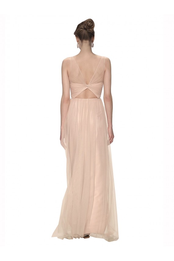 High Neck Long Tulle Blush Sleeveless Bridesmaid Dress Victoria
