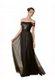 Off the Shoulder Long Tulle & Sequin Black Sleeveless Bridesmaid Dress Victoria