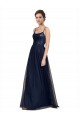Spaghetti Straps Long Tulle & Lace Dark Navy Sleeveless Bridesmaid Dress Victoria