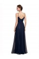 Spaghetti Straps Long Tulle & Lace Dark Navy Sleeveless Bridesmaid Dress Victoria