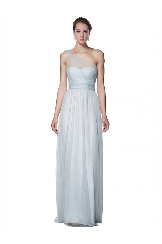 One Shoulder Long Tulle Mist Sleeveless Bridesmaid Dress Victoria