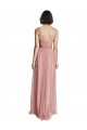 V-Neck Long Tulle Rose Pink Sleeveless Bridesmaid Dress Victoria
