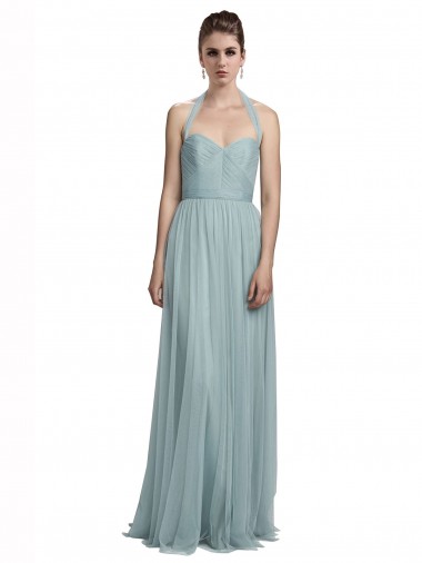 Halter Neck Long Tulle Sleeveless Bridal Party Dress / Evening Dress Victoria
