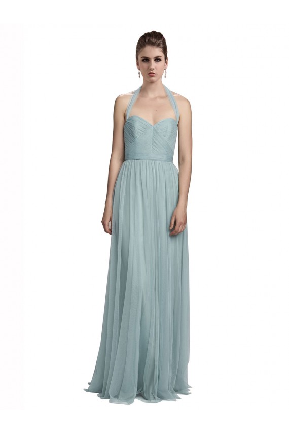 Halter Neck Long Tulle Sleeveless Bridal Party Dress / Evening Dress Victoria