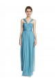 V-Neck Long Tulle Sky Blue Sleeveless Bridesmaid Dress Victoria
