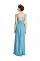 V-Neck Long Tulle Sky Blue Sleeveless Bridesmaid Dress Victoria