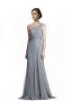 One Shoulder Long Tulle Slate Grey Sleeveless Bridesmaid Dress Victoria