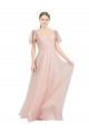V-Neck Long Tulle Pink Flutter Sleeves Formal Dress / Bridesmaid Dress Victoria