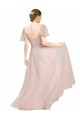 V-Neck Long Tulle Pink Flutter Sleeves Formal Dress / Bridesmaid Dress Victoria
