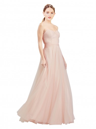 Strapless Long Tulle Pink Sleeveless Semi Formal Dress / Bridesmaid Dress Victoria