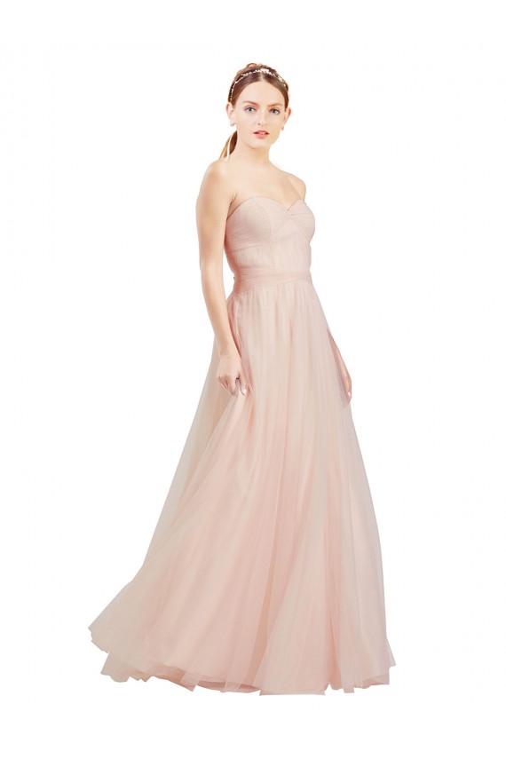 Strapless Long Tulle Pink Sleeveless Semi Formal Dress / Bridesmaid Dress Victoria