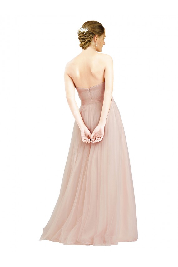 Strapless Long Tulle Pink Sleeveless Semi Formal Dress / Bridesmaid Dress Victoria