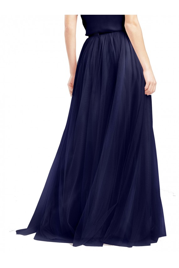 High Neck Long Tulle Navy Blue Sleeveless Semi Formal Evening Dress / Bridesmaid Dress Victoria