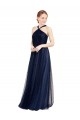 Halter Neck Long Tulle Navy Blue Sleeveless Bridesmaid Dress / Evening Dress Victoria