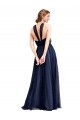 Halter Neck Long Tulle Navy Blue Sleeveless Bridesmaid Dress / Evening Dress Victoria