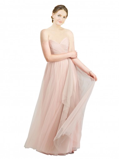 Sweetheart Long Tulle Pink Sleeveless Bridesmaid Dress / Evening Dress Victoria