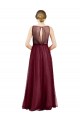 Boat Neck Long Tulle Burgundy Sleeveless Semi Formal Evening Dress / Bridesmaid Dress Victoria