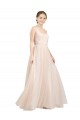 Scoop Neck Long Tulle Pink Sleeveless Semi Formal Evening Dress / Bridesmaid Dress Victoria